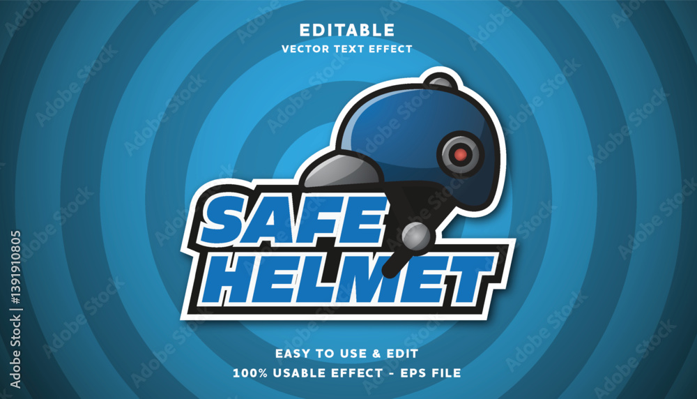 Poster editable safe helmet vector text effect with modern style design