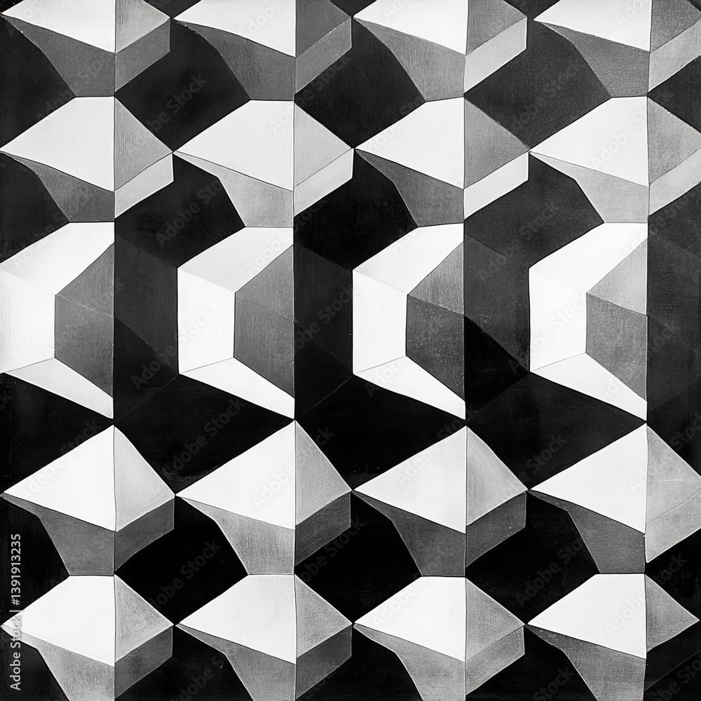Aufkleber abstract geometric pattern with repeating shapes in black white and