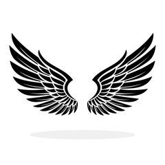 Fototapeta premium Wings icon. Black wings icons isolated on white background. Vector illustration.