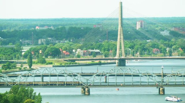 Vansu Bridge on Daugava river in Riga, Latvia