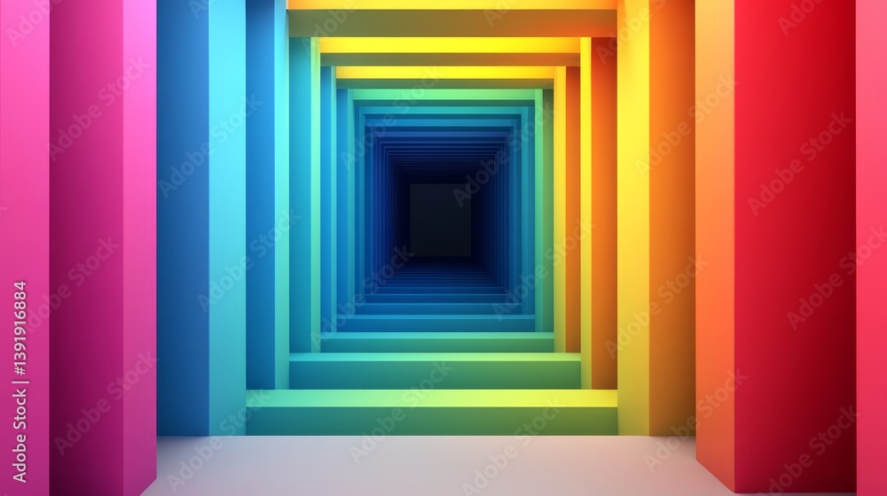 Poster vivid spectrum tunnel an abstract representation of multimedia content and diversity.