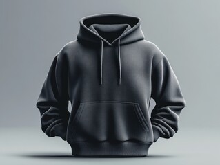 Photo Realistic Black Hoodie Design Mockup Front Back View Studio Lighting Minimalist