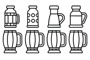 Kvass Line Art Beverage Illustration for Artistic Design and Printing  