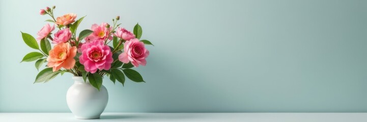Fototapeta premium Blooming botanicals in a minimalist vase, botanicals, vase