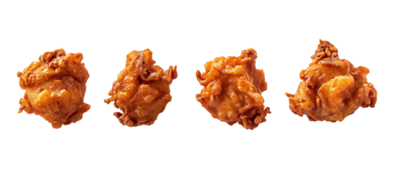 Pack of Crispy Onion Pakoras set of Five Different Poses set Against Transparent Background for Food Packaging, Restaurant Menus, or Culinary Promotions