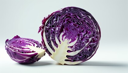 Thinly sliced purple cabbage close-up with copy space for healthy eating and fitness inspiration