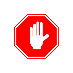 Stop red sign icon with hand