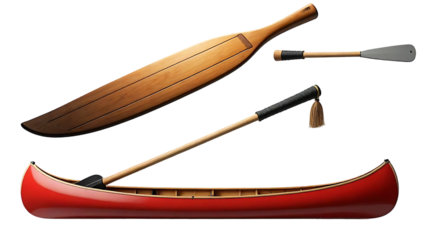 Wooden Canoe with Paddles:  A Classic Watercraft