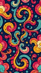 Fototapeta premium Retro swirls seamless pattern of colorful, abstract shapes and vibrant patterns , colorful, abstract, modern