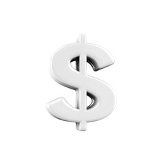Obraz premium 3D Render of a White Dollar Sign on Transparent background