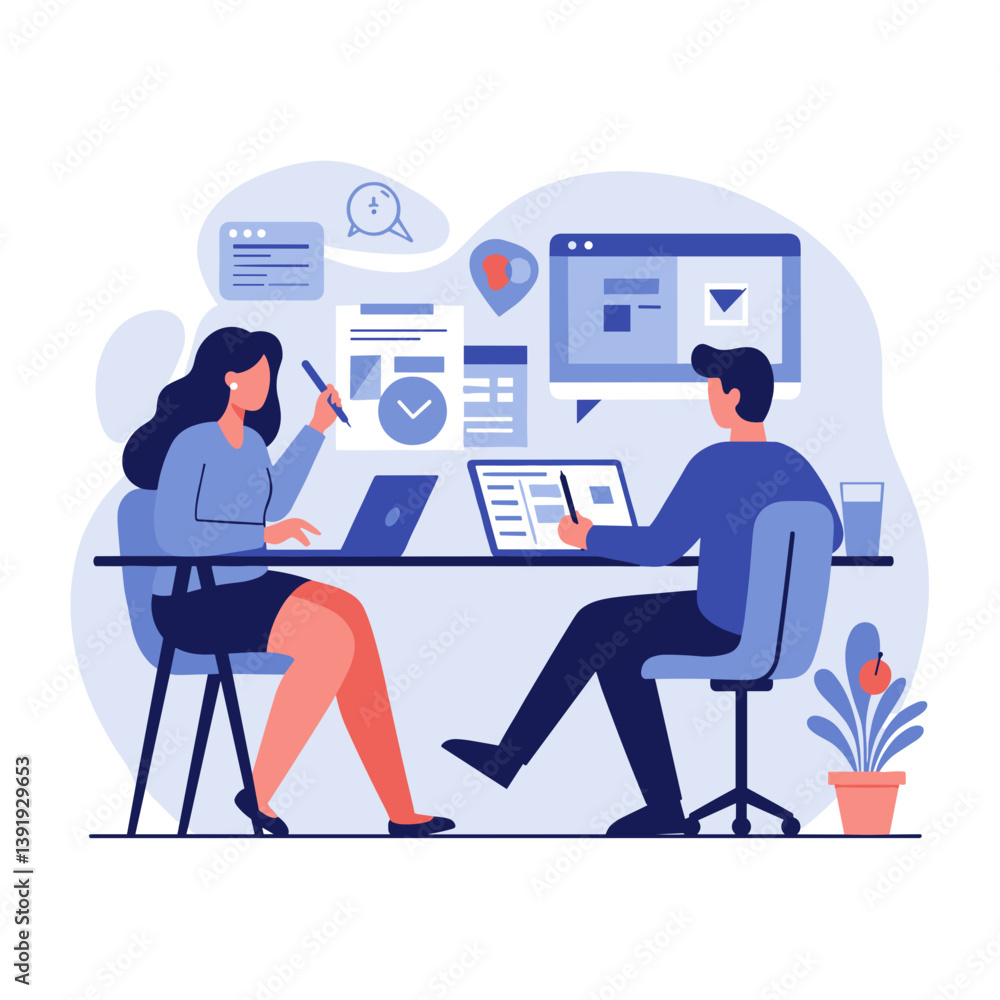 Aufkleber designers collaborating on projects at a modern workspace