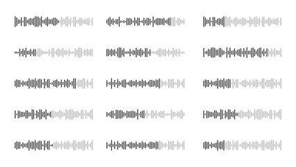 Abstract Set of Audio Waves and Sound Wave Patterns