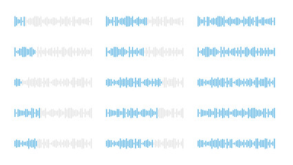 Abstract Set of Audio Waves and Sound Wave Patterns