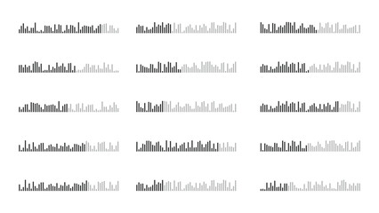 Abstract Set of Audio Waves and Sound Wave Patterns