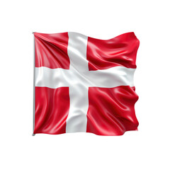 Fototapeta premium Waving Danish Flag on Transparent background High-Resolution 3D Render