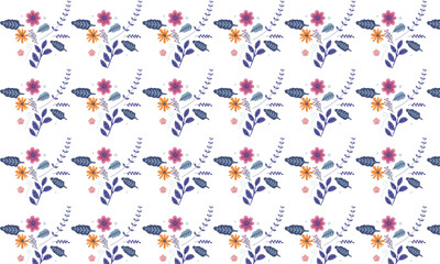Floral Pattern with Flowers and Leaves Design