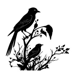 silhouette beautiful birds vector hand drawn design