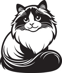 Black and White Ragdoll Cat Vector
