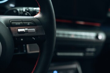 Close up view of interior of modern car