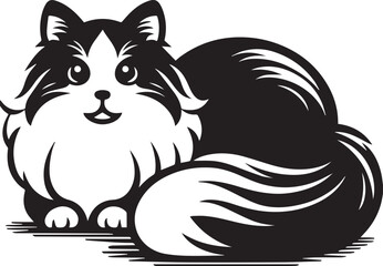 Black and White Ragdoll Cat Vector