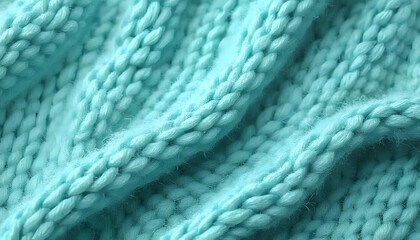 Seamless large wool knitting soft turquoise texture, realistic patterns, natural colors, soft lighting, high resolution