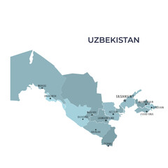 Fototapeta premium Map of UZBEKISTAN with Regions Borders and Famous Cities