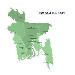 Map of BANGLADESH with Regions Borders and Famous Cities