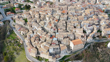 Castel del Monte, Abruzzo, Italy. Aerial drone view