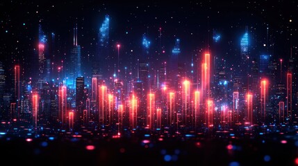 Neon Cityscape: A Futuristic Digital Metropolis at Night