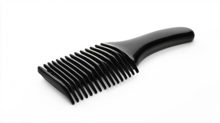 Black plastic comb isolated on white background.