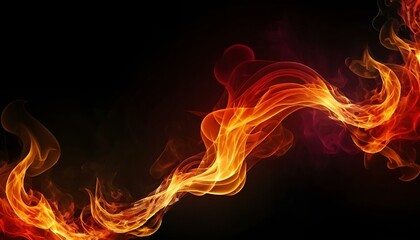 Flowing Flames of Fire Dancing in the Dark with Abstract Light Trails and Vivid Heat Waves