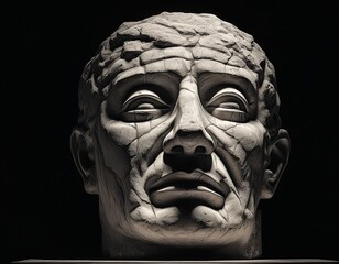 Obraz premium Stone Carved Head Statue