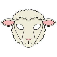 sheep mask carnival party celebration festival flat color vector illustration template design