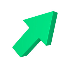 Diagonal up green arrow isolated. Rise concept. 3d rendering