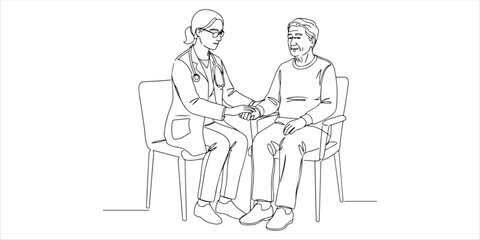 A doctor provides compassionate support and care to a senior patient, ensuring their well being and addressing their medical needs with professionalism and empathy.

