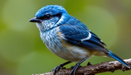 Obraz premium A captivating, intimate view of a small, vibrant bird perched delicately