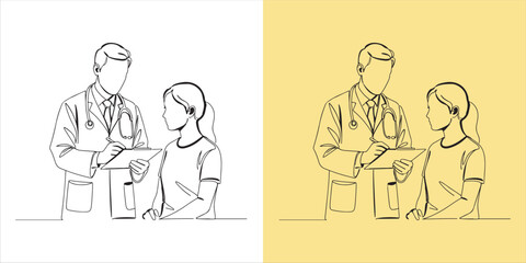 A doctor dressed in a white medical uniform attentively consults with a young female patient, providing professional guidance and care to ensure her health and well being.