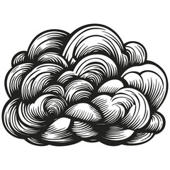 Black and White Artistic Cloud Illustration in Vector Style