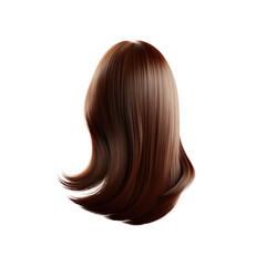 Fototapeta premium Luxurious Long Brown Hair, Rear View, Isolated on Transparent background