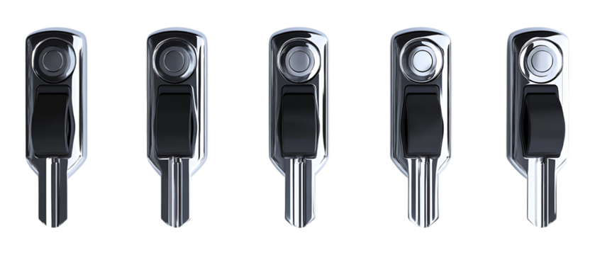 Pack of Keyless Smart Lock set of Five Different Poses set Against Transparent Background for Home Security, Digital Locks, or Modern Technology Promotion Projects