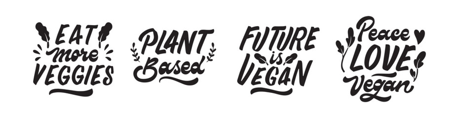 Set vegan lettering design 