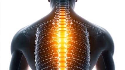 Human Thoracic Spine Anatomy, Detailed 3D Medical Illustration of the Upper Back