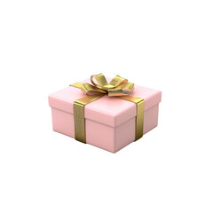 Fototapeta premium Pink Gift Box with Gold Ribbon - 3D Render