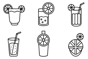 Lemonade Line Art Illustration Detailed Design for Fresh Artwork  