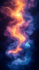 Cosmic Energy Phone Wallpaper with Orange and Blue Swirls | Starry Dark Background HD Vertical Background

