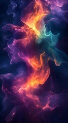 Obraz premium Vibrant Abstract Swirl Phone Wallpaper with Orange Purple and Teal | Cosmic and Ethereal Atmosphere HD Vertical Background