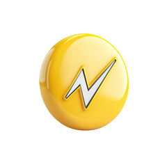 3D Render of Yellow Circle with Lightning Bolt Icon - Fast Speed, Energy, Power Symbol