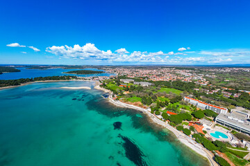 Aerial drone view of beautiful Medulin city in Istria, Croatia.