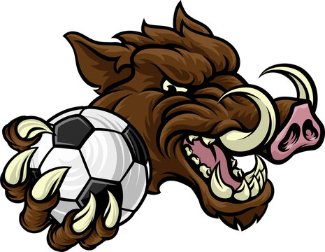 recommend clip art: Boar Wild Hog Razorback Warthog Pig Soccer Mascot