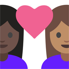 Couple With Heart - Brown & Black Hair
